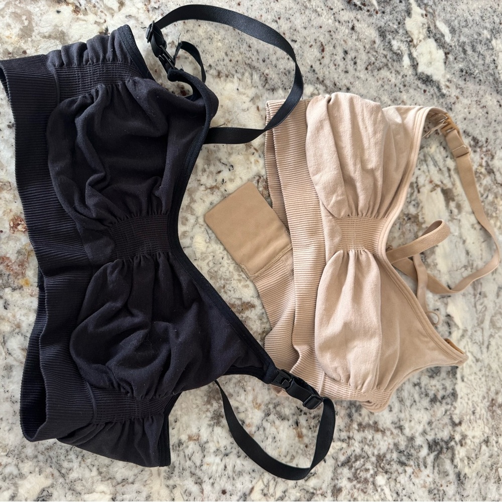 SKIMS Black and Tan Nursing Bra Set